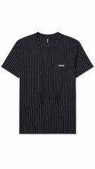 Men’s Black Vertical Pinstripe BOSS Logo T-Shirt