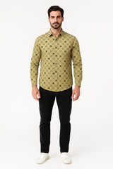 Men’s Imported Luxury Pattern Velvet Emboss Casual Shirt