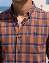Mens Orange Multi Checks Casual shirt