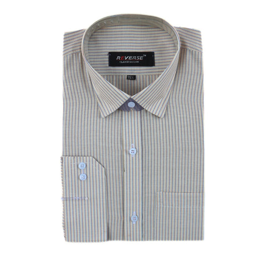 Men’s beige with blue lining formal shirt