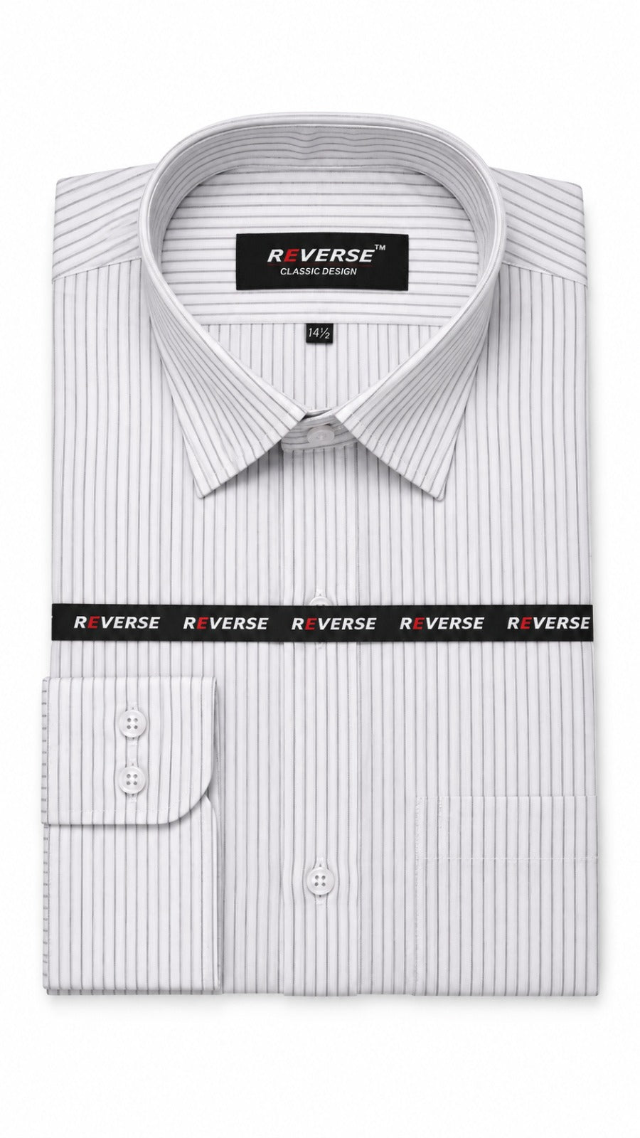 Men’s White & Grey Stripe Formal Shirt