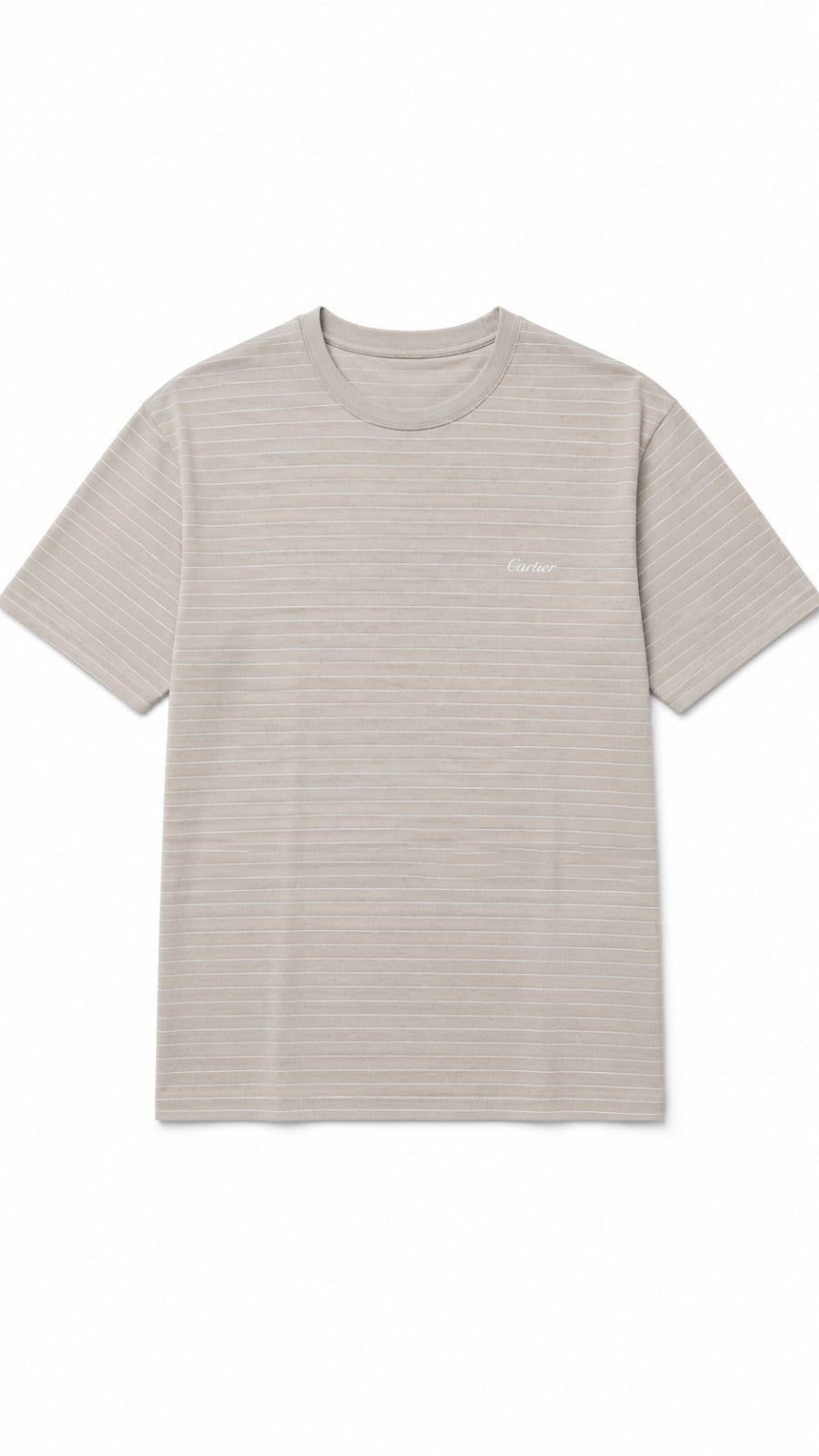 Men’s Light Grey Horizontal Pinstripe Cartier Logo T-Shirt