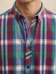 Mens Maroon Green Blue Check Imported Casual Shirt