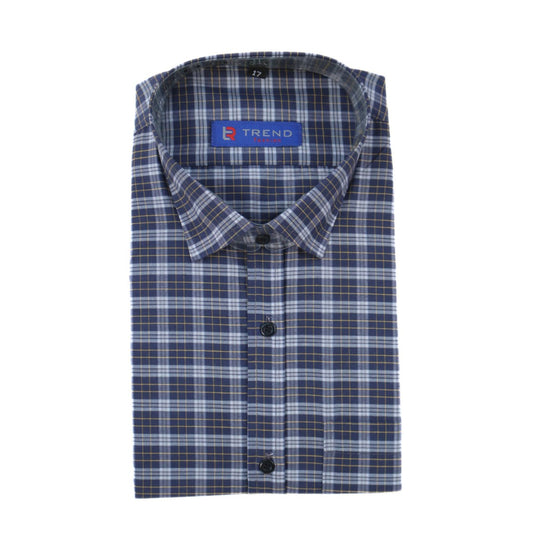 Men’s navy blue and white checkered (oversized) formal shirt