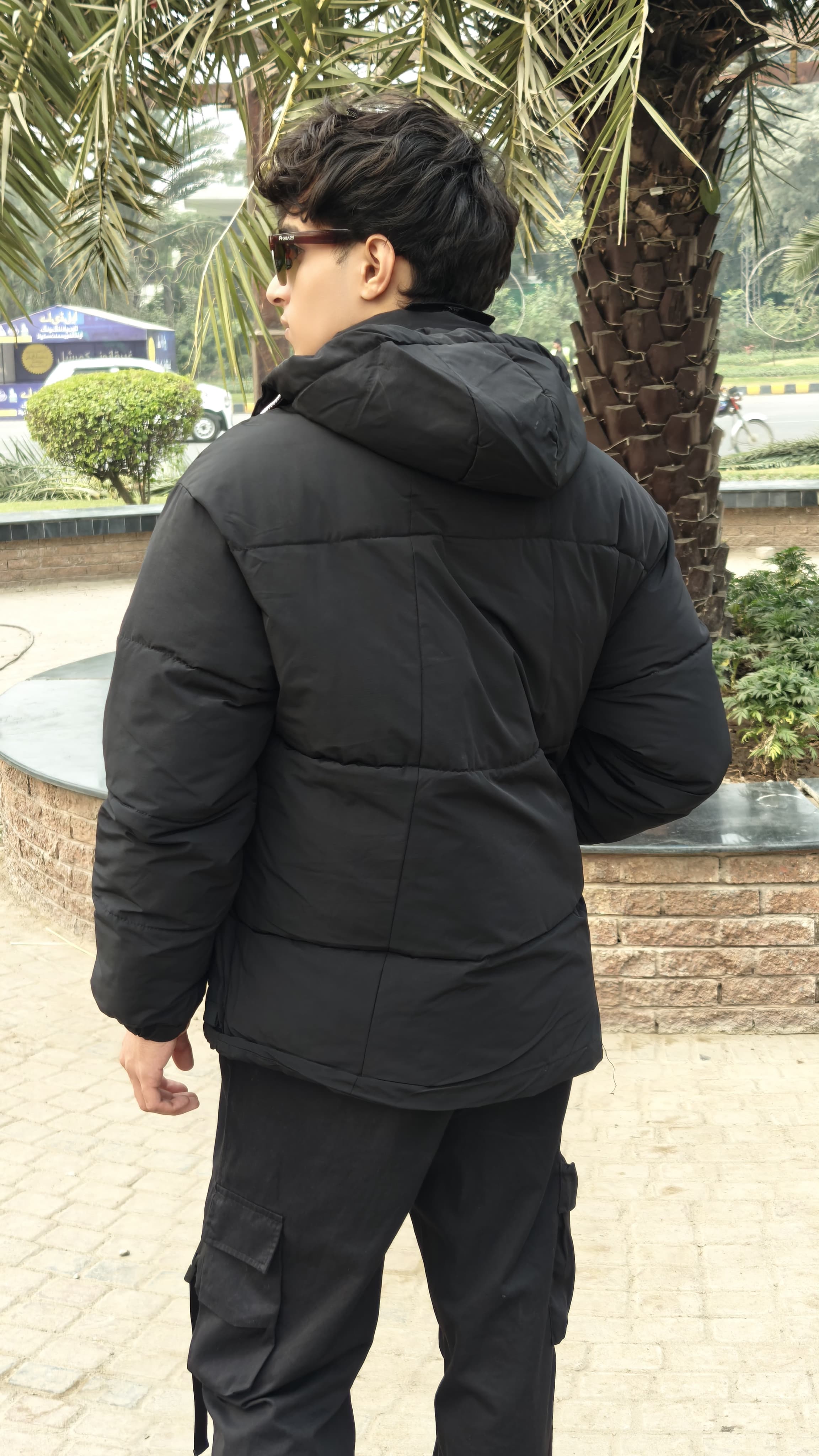 Men's black imported puffer jacket