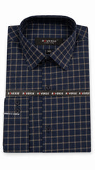 Men’s Navy Yellow Check Formal Shirt