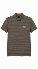 Men’s Mocha Brown Pinstripe Balmain Paris Logo Polo Shirt