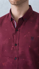 Mens Maroon Geometric Print Casual shirt
