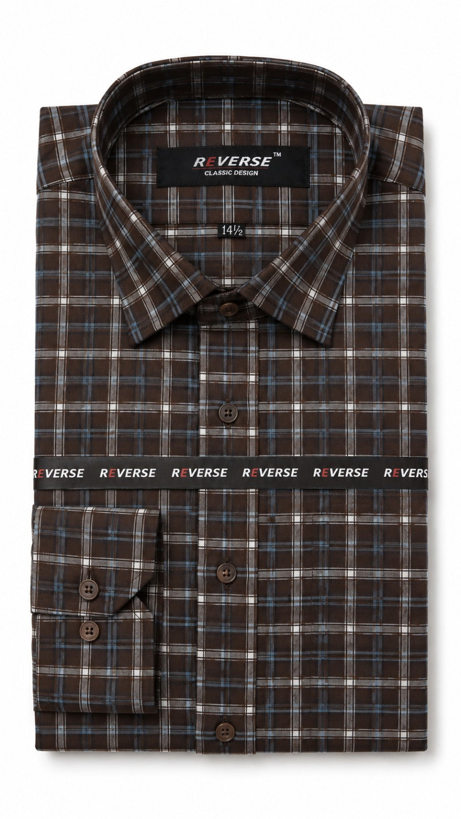 Men’s Brown, Black & Blue Check Formal Shirt