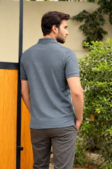Men’s Grey Textured Polo Shirt