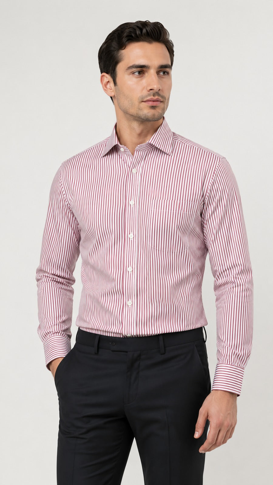 Men’s Maroon Stripe Lining Formal Shirt