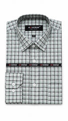 Men’s Grey, White & Mint Green Check Formal Shirt
