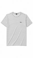 Men’s White Double Horizontal Pinstripe Dior Logo T-Shirt