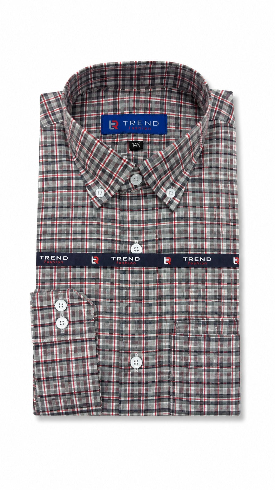 Men’s Grey Red Check Formal Shirt