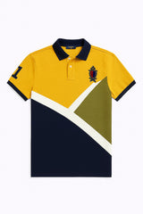 Men’s Yellow and Navy pannel Polo Tee