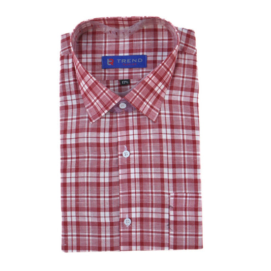 Men’s mahroon and white checkered (oversized)formal shirt