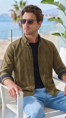 Mens Olive Green Checks Casual shirt