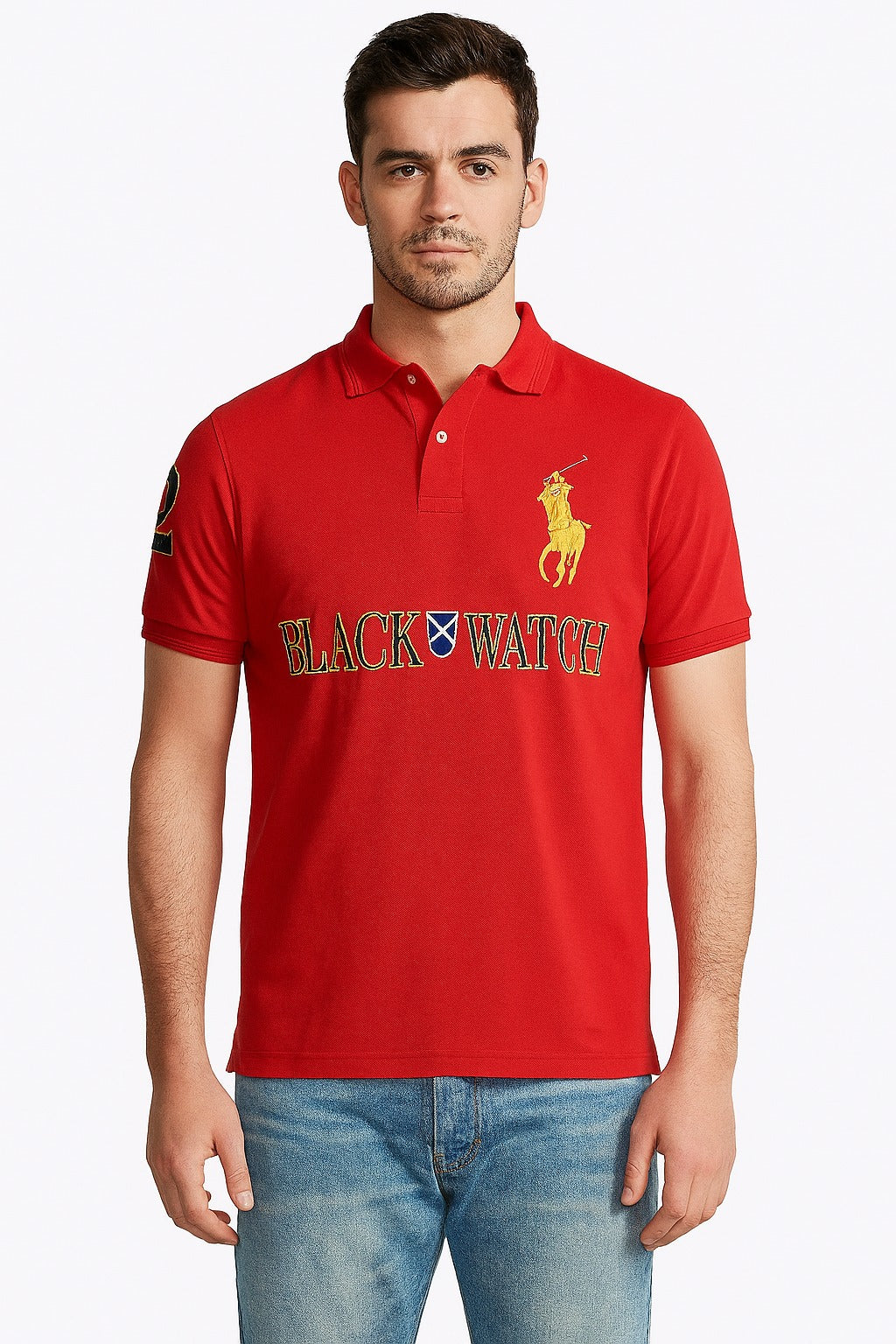 Men’s red Polo embroided Polo Tee