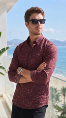 Mens Maroon Abstract Print Casual shirt