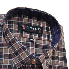 Men's brown checkered formal shirt