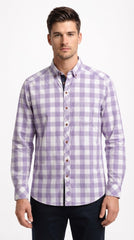 Mens Purple White Check Imported Casual Shirt