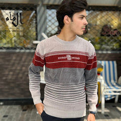 Mens imported gray and red sweater