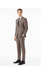 Mens Taupe Brown Plain 3 Pc Suit